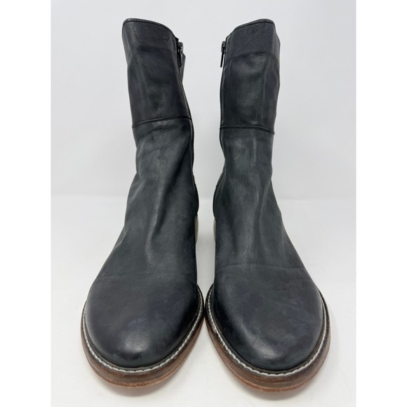 Free People Leo Ankle Boots Women's EU 40 US 10 Leather Block Heel Black - Picture 2 of 9